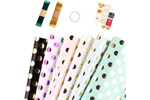 ZTANRWQ Rotolo Carta Regalo - Carta Regalo Compleanno - Carta Da Regalo Compleanno, Carta Da Regalo，Per Confezioni Regalo Per Feste, Compleanni, Matrimoni(Motivo A Pois 50x70cm)