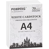 White Cardboard Paper A4 70 Sheets 200gsm Construction Paper | PENPRIS Double Sided Thick Paper Cover Card For Scrapbooking,