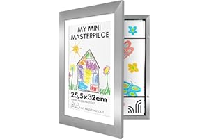 Americanflat 25.4 x 32.5 cm Kids Photo Frame in Silver – Displays 21.6 x 27.9 cm with Mat and 25.4 x 32.5 cm without Mat – Composite Wood with Shatterproof Glass – Horizontal and Vertical Formats