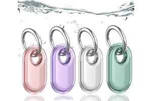 Dingfeiyu Portachiavi per Samsung Galaxy SmartTag2, Localizzatore di Chiavi SmartTag2 Portatile per Zaini e Animali Domestici, Custodia Anti-graffio (Trasparente + Verde + Rosa + Viola)