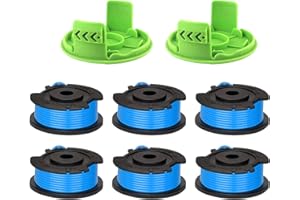 CDIYTOOL Greenworks G24LT Linie szpuli do przycinarki, długość 4,9 m, średnica 1,65 mm, pasuje do podkaszarek do trawników Greenworks 24LT G24LTK2 G24LT30M G24LT30MK2 (6 szpul + 2 nasadki)