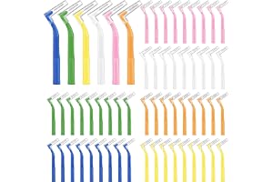 AOOSA 60 St Interdentalborstar, 6 Storlekar Tandborstar, Mjuka Borstar Tandtrådsborstar med Vinklat Huvud och Halkfritt Handtag för Tandställningsbärare, Rengöring av Tandmellanrum, Munvård (6 Färger)