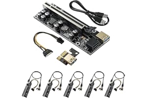 YUNKOZAND Tarjeta Vertical PCIE 8 condensadores, Tarjeta Vertical extensora GPU para minería Bitcoin Litecoin Eth Ethereum, con Cable USB 3.0 de 60 cm y Cable de alimentación SATA de 6 Pines (Paquete de 6)