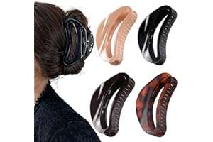 Ello 4 PCS Claw Clips - Claw Clips for Thick Hair - Large Hair Claw Clips for Curly and All Type of Hairs - Curved Clips with Strong Jaws for Girls, Ladies