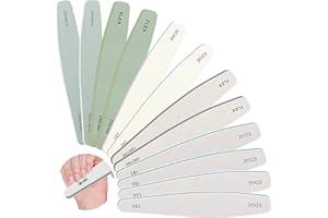 CGBE 12Pcs Limes à Ongles, Lime à Ongles Professionnelle pour Ongles en Gel, Acrylique, Natural, Lime Double Face Grain 150, 180, 240, 100/180, 220/280, 1000/4000, Outils Manucure pour Salon, Maison