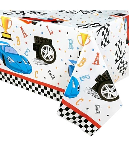 Tovaglie Auto Da Corsa 4 Pezzi - Plastica Nera A Quadretti, 130x220 Cm | Per Feste E Compleanni - Foto 5