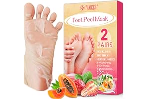 CHARMCHIC 2 Paar Fußmaske, Hornhaut Socken, Hornhaut Entfernung Fuß Peeling Maske, Foot Peel Mask Fußpeeling, Exfoliating Fussmaske für Verbesserung der trockenen und rauen Füße(Erdbeere+ Papaya)