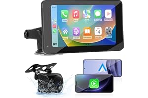 Aurevita Wireless Carplay Android Auto Screen, HD Backup Camera 7 inch Portable IPS Touchscreen Car Stereo 12V, GPS Navigation, Mirror Link, AUX, FM BT, Voice Assistance