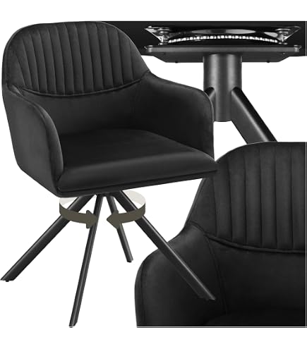 Poltrona Girevole TecTake In Velluto - Sedia Con Braccioli Imbottita, Design Moderno, Per Sala Da Pranzo, Cucina O Soggiorno, Colore Crema