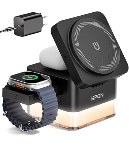 leChivée Draadloze Oplader iPhone, 3 in 1 Draadloos Oplaadstation met Klok voor iPhone 1 4 Pro