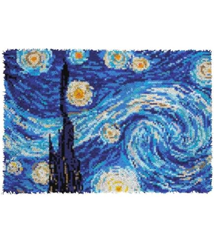ROCKY&CHAO Kit Tapis Au Point Noué Crochet Verrouillage 43x43cm - Deux Loriots Créatif DIY