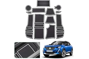 GAFAT Peugeot 2008 e-2008 2020-2024 2025 Tappetini Antiscivolo, Peugeot e 2008 2023 Tappetini in Gomma per Portaoggetti Bracciolo, Portabicchieri, Scanalatura Porta, Peugeot 2008 Accessori (Bianco)