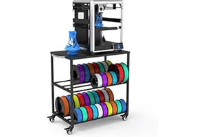 Raweao 3D Printer Filament Storage Rack, Heavy Duty Metal Filament Organiser with Wheels, Storage Holders for Filament Spools PLA/ABS/TPU for Home,Office,Workshop(Black)