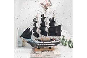 HAOZAIKEJI Modèle de voilier miniature - Modèle de voilier nautique - Décoration d'intérieur vintage - Modèle de bateau à 3 mâts - Modèle de voilier en bois - Thème océan - Cadeau pour homme et garçon