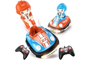 SIMREX Ferngesteuertes Auto 2er Set, Autoscooter ferngesteuert Kinder mit LED-Lichtern, Ton, Kampf Stunt Autos, perfekte RC Bumper Cars Kleinkind Spielzeug für Alter 3+ Jahre alte Jungen Mädchen