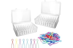 YiliYa 2 Pezzi Plastica Scatola Porta Rocchetti Stoccaggio Scatola Bobine di Filo capacità 42 Bobine Cucire Vuota Scatola con 24 Clip Rocchetto Filo