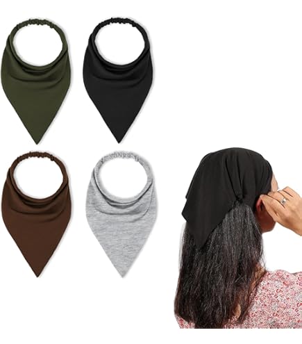 4 Paar Boho Dames Haarbanden, Driehoekige Hoofddoeken, Chiffon Bandana