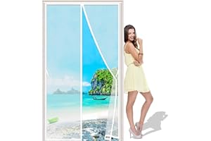 AMZBSGD Moustiquaire Porte Fenetre Magnetique 65x215 cm Facile à installer Outil Facile pour Enfants et Animaux de Compagnie - Blanc H