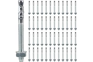 NIERBO Perno Ancoraggio M10 x 120mm, 50 pezzi Bullone di Ancoraggio in acciaio al carbonio M10 Perni Ancoraggio per fissaggio carichi pesanti, calcestruzzo, muratura, pietra, mattoni, posa rapida