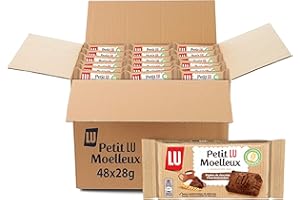 LU - Petit LU Moelleux - Gâteau Moelleux Pépites de Chocolat - Sans Conservateur Ni Colorant - Lot de Gâteaux en Sachets Individuels - Idéal pour le Goûter des Enfants - Carton de 48 Sachets de 28 g