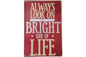 HARRINGTON MARLEY Plaque murale rétro en métal style shabby chic avec inscription « Happiness always look on the bright side of life »