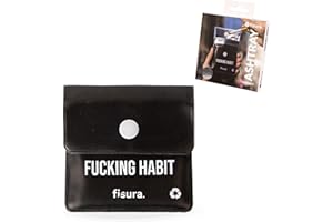Fisura – Kieszonkowa popielniczka "f*cking habit”. Przenośny woreczek na popiół do samochodu, na zewnątrz i podróże. Wielokrotnego użytku. Wymiary 8 x 8 cm.