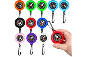 SUITEDGET 12pcs 9 Colores con Senderismo Hebilla de Mini Niños Brújula Supervivencia, Portátil Impermeable de Doble Propósito Llavero Brújula al Aire Libre de Survival Kit para Acampar Senderismo Montañismo.