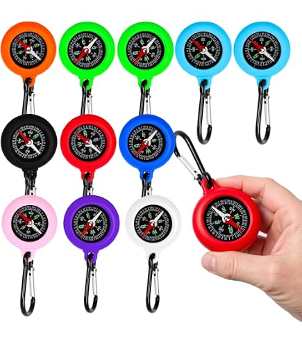 Moschettone Bussola 20 Pezzi Moschettone Con Bussola Multicolore - Mini Bussola Portachiavi Per Escursionismo, Campeggio Bussole Decorative Per Zaino