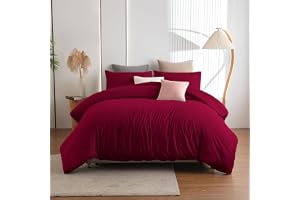 Soifox Sängkläder 180 x 200 röd – tillverkad av mikrofiber, strykfritt och skrynkelfritt påslakan 180 x 200 set med 80 x 80 c