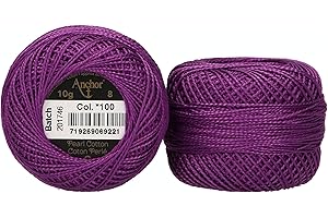 ‎ANCHOR Anchor 4591008-00100 Stickgarne, 100% Baumwolle, amethyst, Stärke 8, 82m, 16 Gramm