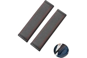 BATHEIDON Gurtpolster Auto, Autogurt Polster, 2 Stück Gurtpolster Auto, Autogurt Polster Gurtschoner, Autogurt Polster aus PU-Leder mit EVA-Schaumstoff für Komfort und Schutz, Universal Gurtpolster Schwarz Rot