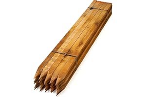Homatz Garden Stakes 5 Pack, 1.5M / 5FT Long Square Wooden Stakes - Pressure Treated Timber for Plant & Tree Support - 32mm Thick Pegs