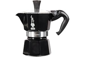 Bialetti - Moka Color : Machine à expresso emblématique sur la cuisinière, Fait du vrai café italien, Pot Moka 1 tasses (60 ml), Aluminium, Noir
