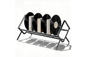 MHYMX Vinyl Record Stand, Vinyl Record Storage Extendable LP Display Holder Adjustable 43-75cm Multifunctional Storage Rack for CD Albums Audio Magazine and Books