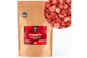 BRIX, GROWN FOR FLAVOUR BRIX Fraise Sechee en Moitié | Fraise Fruit Lyophilisé 100% nature 75g | Prix Great Taste Fruits Lyophilisés | Sans OGM Sans Gluten Végétalien et Vitamines Conservées