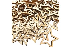Gativs Holzsterne Scheiben 100 Stück Holzstern Scheiben Sterne Holzsterne zum Basteln Holzstern Form Tags Mini Stern Verschönerungen Mini Stern Holz Dekoration Holz Dekosterne Deko-Holzsterne