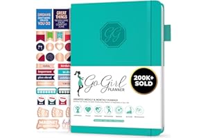 GoGirl Planner Pour Femmes - Agenda Hebdomadaire Format Compact, Journal Des Objectifs et Agenda Pour Améliorer la Gestion Du Temps. Non Daté - Commence à n'importe Quel Moment, Dure 1 An - Turquoise