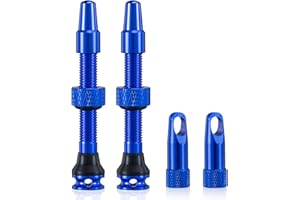 HZJD 2Piezas Válvula para Tubeless, Azul, Herramienta integrada de extracción del núcleo de la válvula(44 mm)