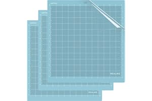 ‎REALIKE REALIKE LeichteGrip Schneidematte für Explore One/Air/Air2/Maker,12x12 Zoll30.48cm X30.48cm3er-Pack Klebstoff klebrig Schneidematte Flexibler rutschfester Ersatz Vinyl Schneidematte zum Basteln