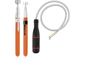JRJRN 3 Pezzi Kit di Prelievo Magnetico, 8LB/10LB Strumento Portatile a Magnete, 60CM Strumenti di Raccolta Magnetica Flessibile, Asta Magnetica Estensibile per Viti e Dadi per Pickup