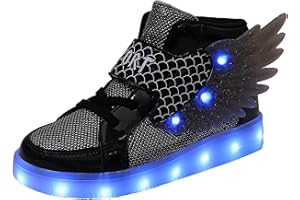 YUNICUS Kids Light up Trainers Light up Shoes USB Charging Flashing Trainers Wings High-Top LED Sneakers for Girls Boys Halloween Christmas Birthday Great Gift