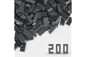 TTEHGB TOY Classic Mass Brick 2 x 4, Pack of 200 Building Blocks, Dark Grey, Compatible with All Major Brands, MOC Enthusiasts, Colours: Dark Grey