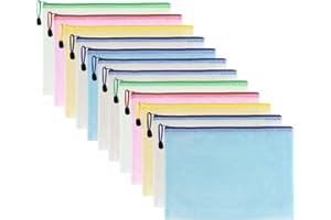 Taiyeestar 24 PCS A4 Plastic Zip Wallets, A4 File Zip Bags, A4 Zip Pouches, A4 Document Wallet File Zipper Bags, Plastic Wallets Foldersfor School Office/Homework/Travel