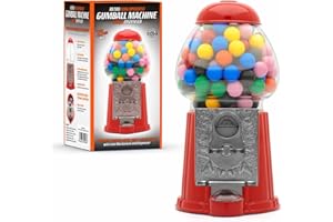 CKB LTD Dispensador de Dulces Gumball Máquina de Bolas de Chicle con Hucha y Caramelos, Chocolates, chicletera Mixtos Snacks Nueces de Almacenamiento Talla pequeña Retro – H23 cm Rojo