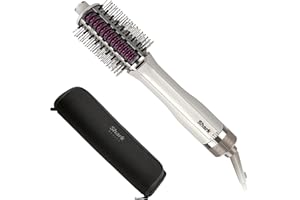 Shark SmoothStyle Peigne et brosse chauffants et pochette de rangement thermorésistante, Modes Cheveux Secs et Cheveux Mouillés, Brosse air chaud 3 températures, Tous types de cheveux, Soie HT212EU