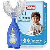 tekme U Shaped Toothbrush for Kids, Food Grade Soft Silicone Brush Head, 360° Oral Teeth Cleaning Tools, Children Infant U Sh