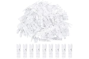SMATIME 100 sztuk klamerek do zdjęć, małych klamerek do bielizny, przezroczyste, wiosenne, wiszące klipsy, przezroczyste spinacze do prania, mini małe klamerki, linka do prania, klipsy do zdjęć, łańcucha świetlnego, tworzywo sztuczne