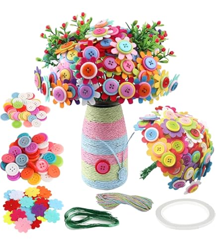 Kit De Manualidades Flores De Papel - 24 Piezas Para Niños - DIY, Incluye Tarjetas, Pajitas Y Pegamento