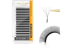 NAGARAKU 5D Extension Ciglia W Delle Ciglia Ciuffetti W Forma Tessuto a Mano Risparmio di Tempo Premade Fan Eyelash Extension Russian Volume Ventole Professional Naturali Ciglia Nero(0.07mm D 8-15mm)