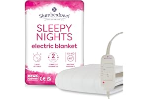 Slumberdown Sleepy Nights Electric Blanket King Size - Warm, Cosy & Energy-Efficient Heated Blanket with 3 Heat Settings | BEAB-Approved, Washable & Easy-Fit Straps (150 × 142cm)